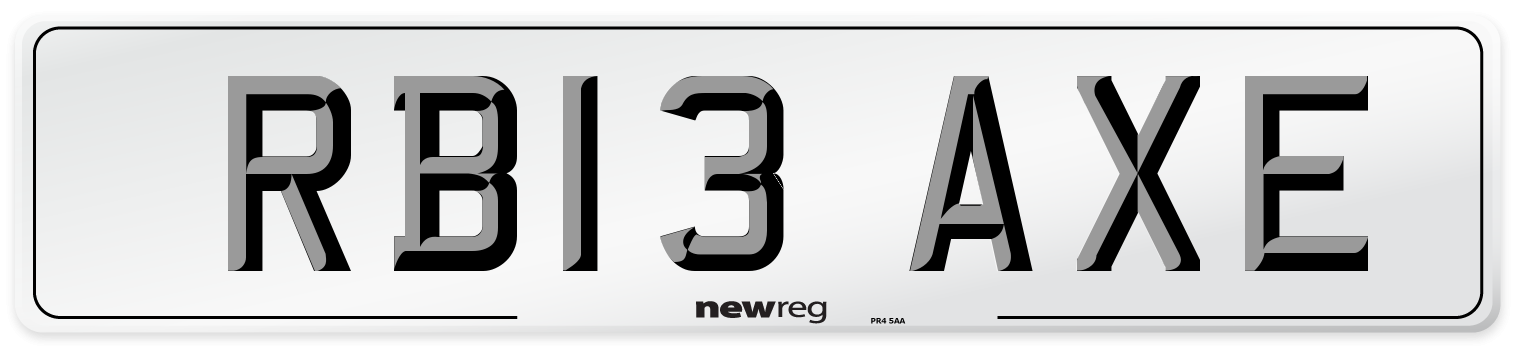 RB13 AXE Number Plate from New Reg